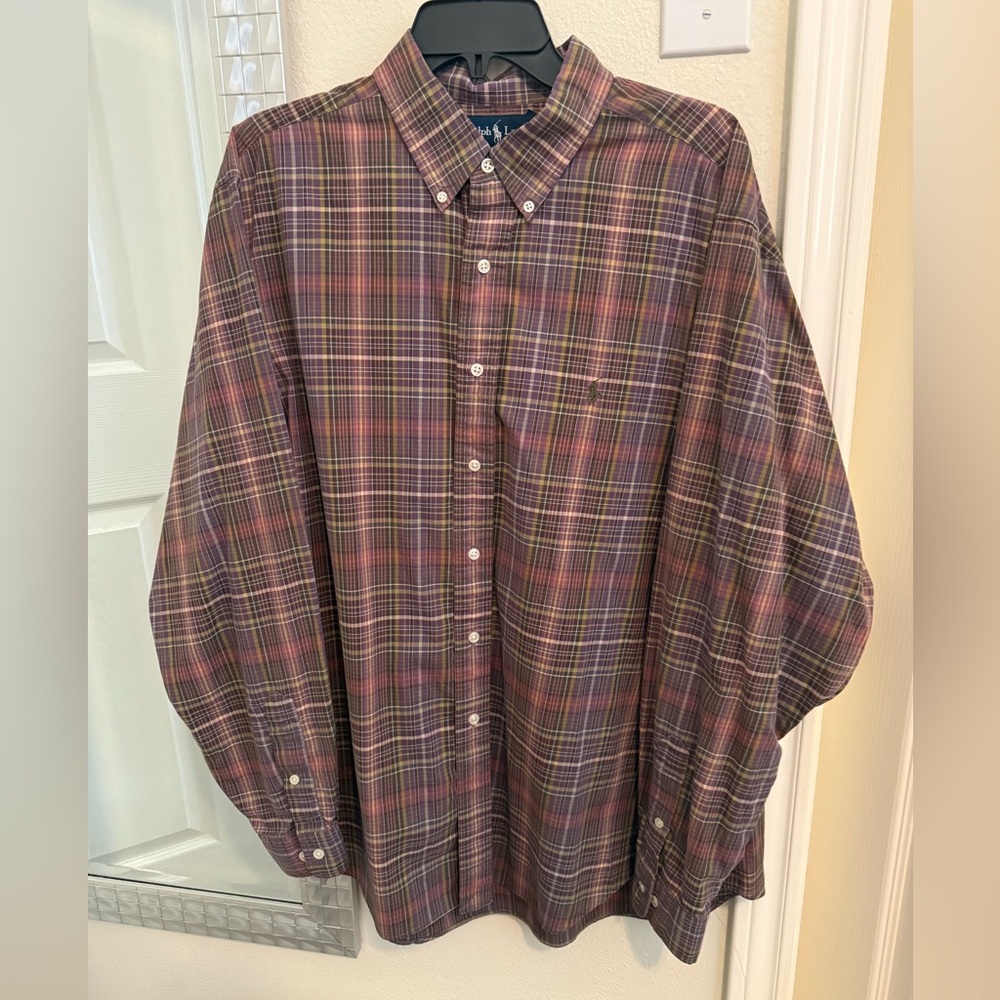 Polo by Ralph Lauren Classic Plaid Button-Down Shirt - Pink & Green - XL